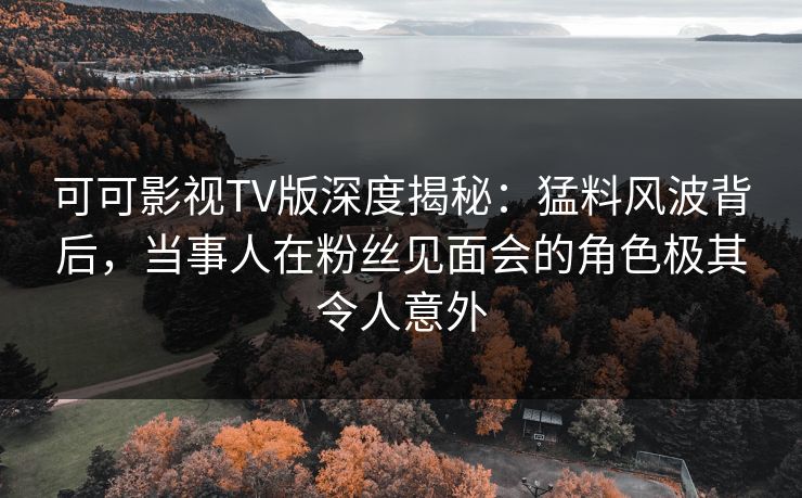 可可影视TV版深度揭秘：猛料风波背后，当事人在粉丝见面会的角色极其令人意外