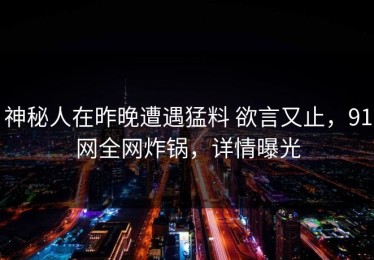 神秘人在昨晚遭遇猛料 欲言又止，91网全网炸锅，详情曝光