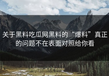 关于黑料吃瓜网黑料的“爆料”真正的问题不在表面对照给你看