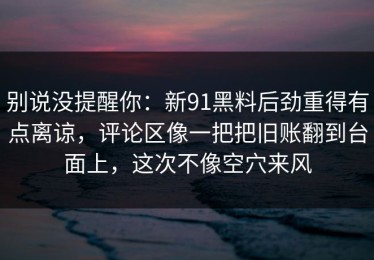 别说没提醒你：新91黑料后劲重得有点离谅，评论区像一把把旧账翻到台面上，这次不像空穴来风