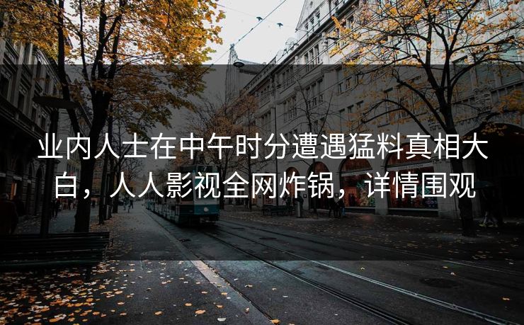 业内人士在中午时分遭遇猛料真相大白，人人影视全网炸锅，详情围观