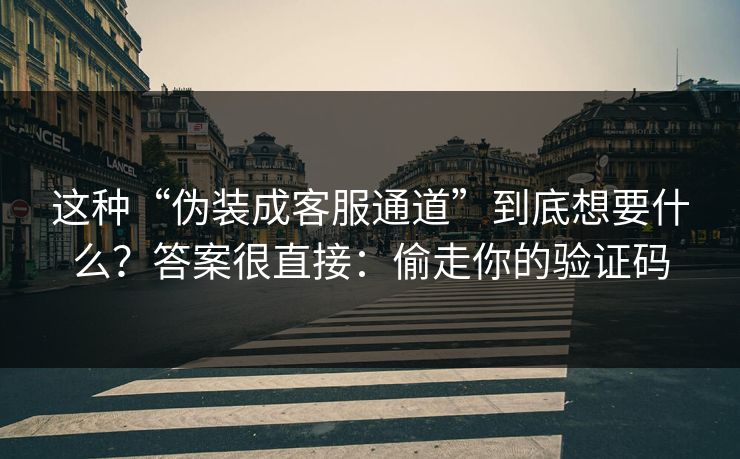 这种“伪装成客服通道”到底想要什么？答案很直接：偷走你的验证码